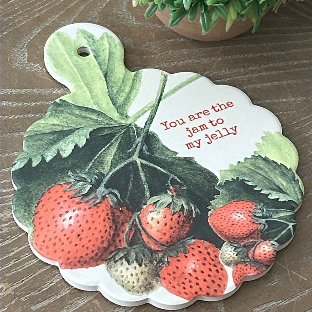 NEW! Garden Strawberry 🍓 Jam to My Jelly Ceramic Stoneware Hot Plate Trivet